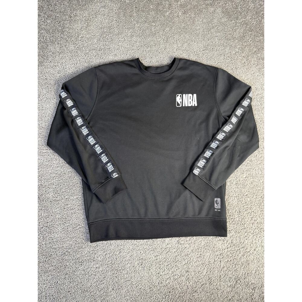 NBA Sweatshirt Mens L Black NBA Basketball Logo Pullover Crewneck NET DRY UNK